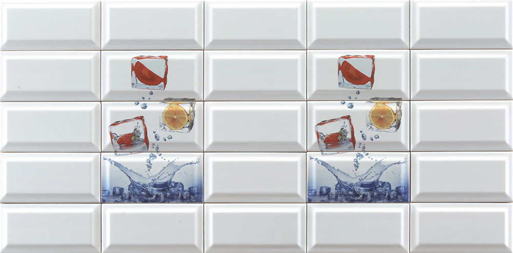 Tomato Lemon, Ice Block Pattern, Modern White Body 225x152mm Inside Wall Subway Tiles For Dining Room And Aquarium