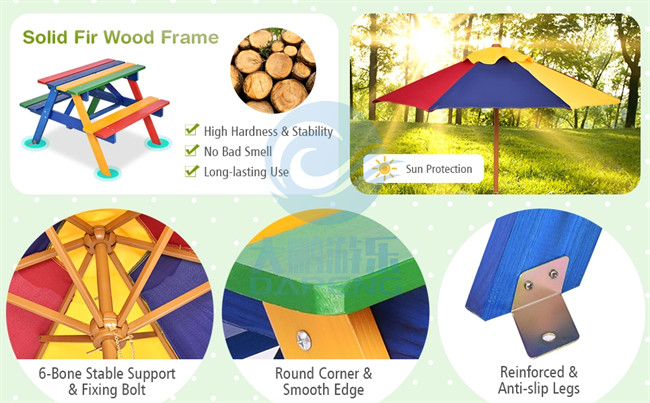 Multicolor Swimming Pool Accessories Non Toxic 4 Seat Kids Picnic Table Bench Set