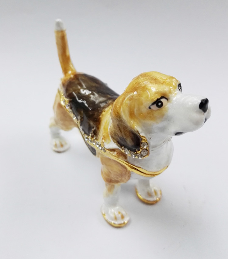 Handmade dog shape animal print jewelry box for Jewelry dog trinket boxes