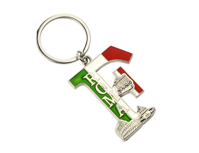 Souvenir Letter Shape Cute Metal Keychain Customized Color Keyring