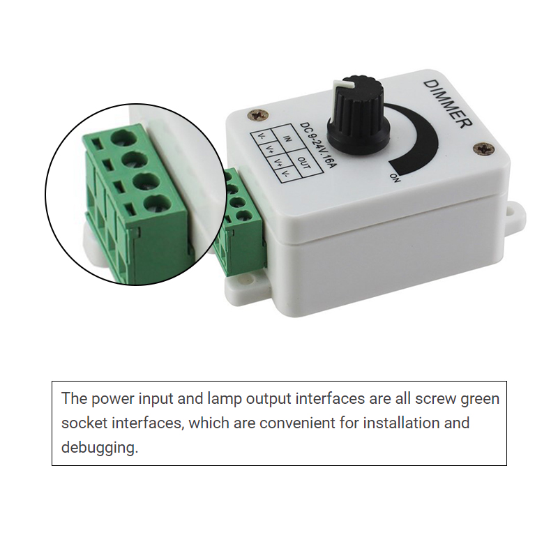 Adjustable Brightness LED Controller Dimmer Switch DC 12V 16A For 5050 Single Color Light