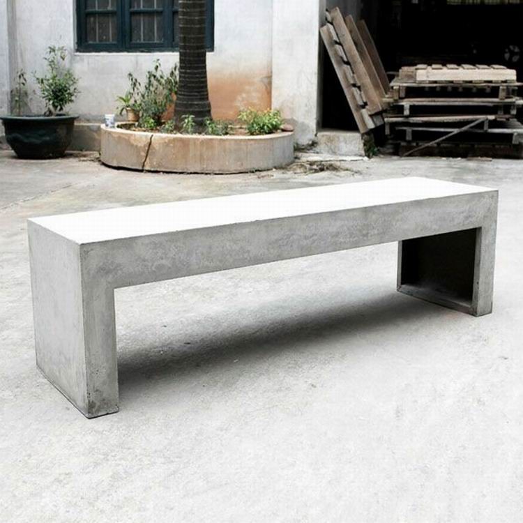 Matte Surface GRC Concrete Table Top Rectangular Concrete Table Bench Furniture
