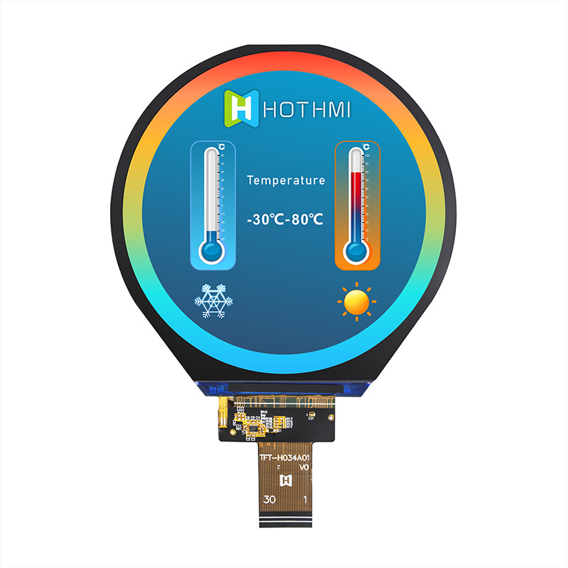 3.4 Inch IPS 800x800 Round Screen TFT Display Panel MIPI For Industrial Control