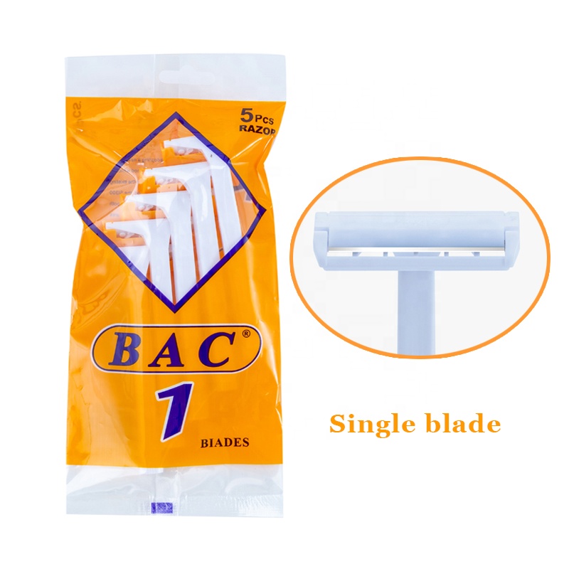 BAC RAZOR yellow single blade shaver 5 piece pack Swedish stainless steel blade shaver single blade disposable razors