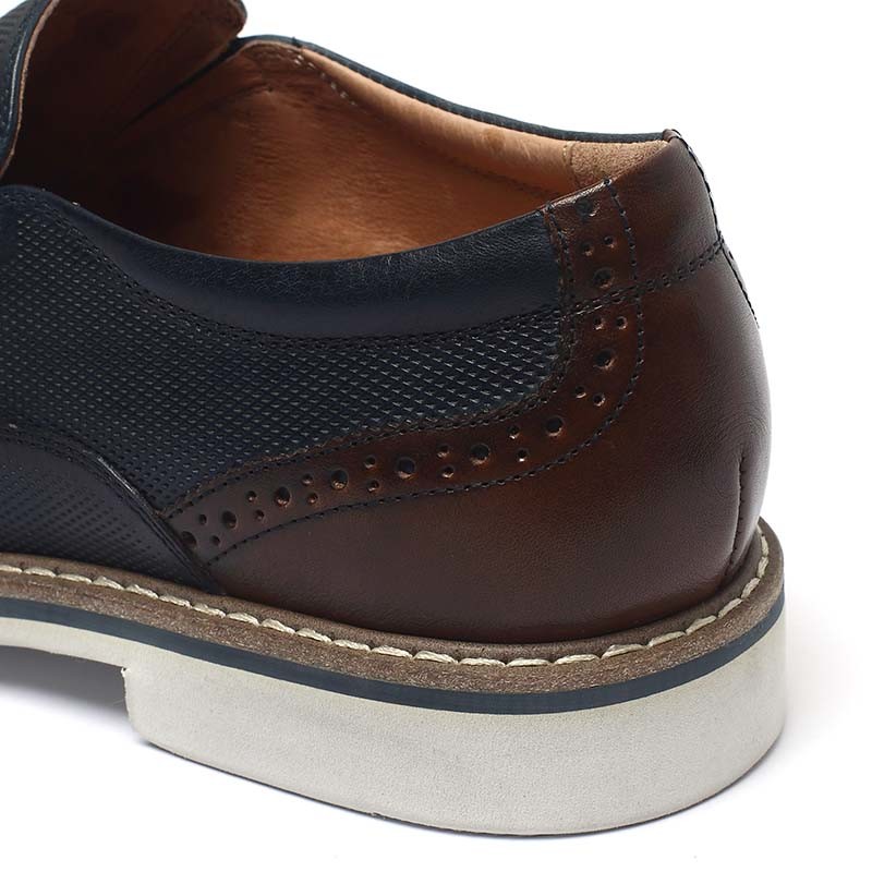 Dark Blue Lace Up Anti Odor Breathable Mens Leather Dress shoes