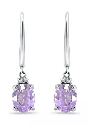 2.46 Ct. T.W. And 1/10 Ct. T.W. CZ Amethyst Leverback Earrings In Sterling Silver