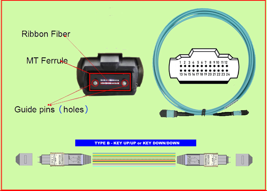 OM3 24 MTP MPO Fiber Optical Patch Cord 3M 24 Core Type B SENKO Water Blue
