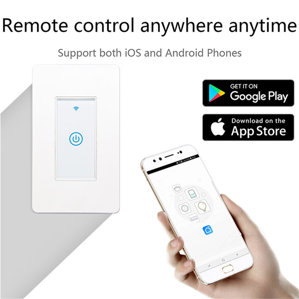 Smart Wifi Switch US 1/2/3 Gang Touch Panel Wireless Remote Control Light Switch Compatible Alexa Google Home Tuya APP