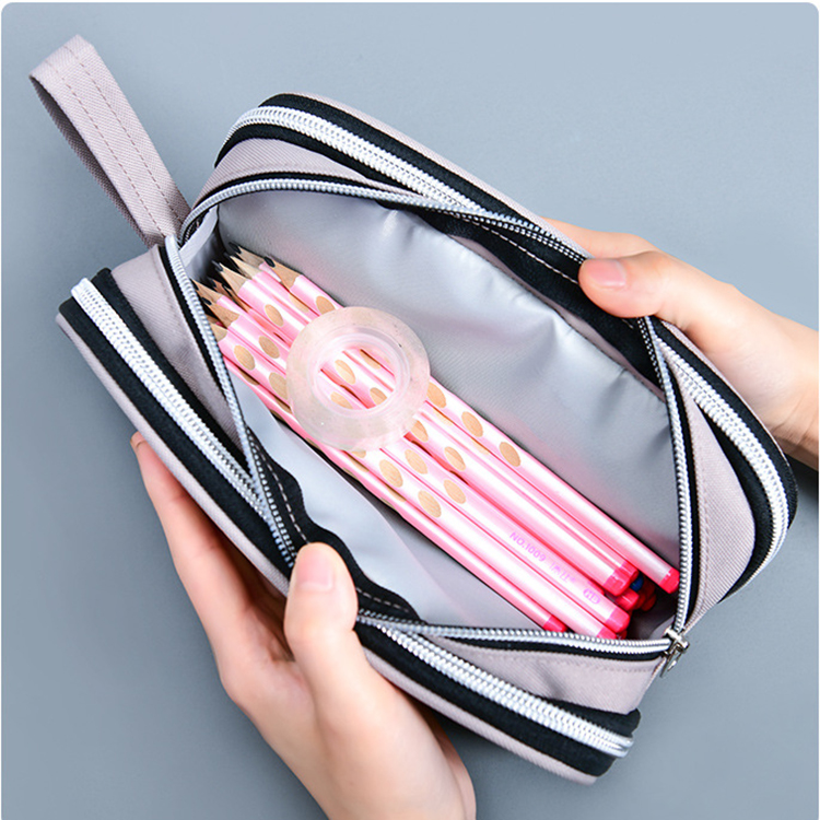 Large Capacity School Pencil Case Customized Canvas Pencil Bag with Colorful Pattern