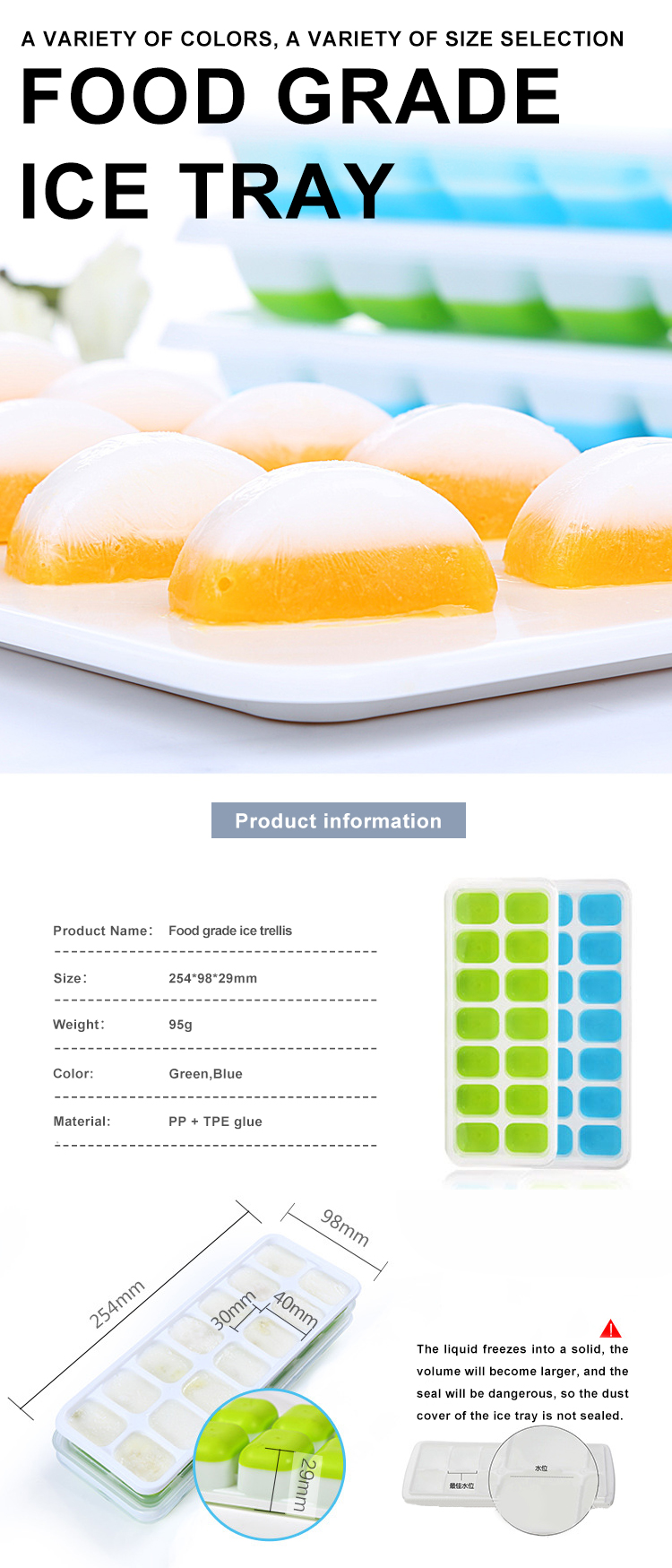 FDA Dishwasher Safe Reusable Silicone Ice Cube Molds