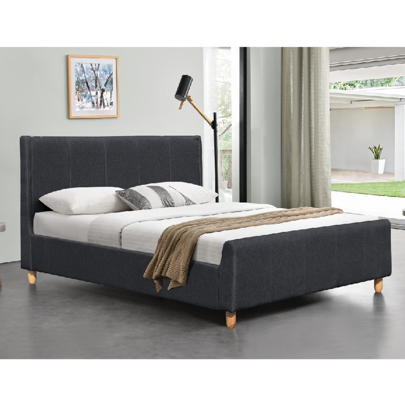 Stitched Linen Fabric Upholstered Bed Frame Doubel Size EN1725