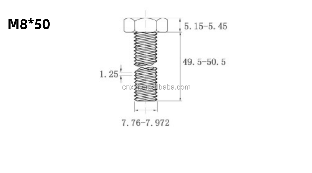 Hastelloy C-276 DIN933 M8* 20-60 mm Hexagon Head Bolt ANSI Standard with Plain Finish Type Hex Bolt