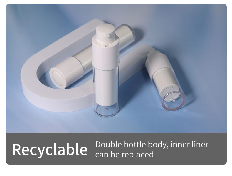 15ml 30ml 50ml White Airless Bottle Cosmetic Cream Plastic Bottle For Skincare Packaging