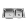 Buy cheap 0.7mm Top Mount Kitchen Stainless Steel Double Bowl Sink SUS304 from wholesalers