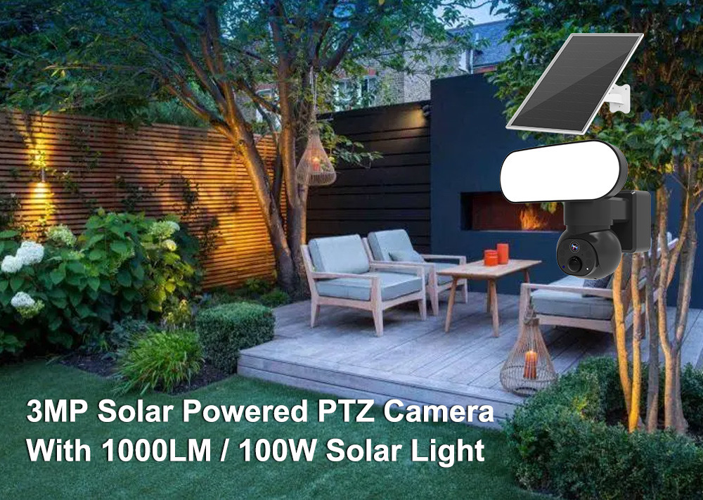 6W Solar Floodlight Camera 3MP 1000Lumen Solar Light 4G Cellular Solar Security Camera
