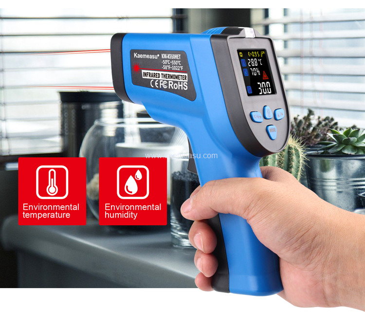 Kaemeasu 550℃ Color Display No Touch Thermometer With K Type Thermocouple