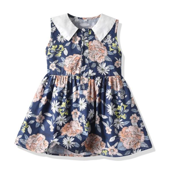 Summer Children's Clothing Children's Vintage Dress Sleeveless Doll Collar