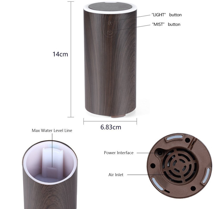 Portable USB Powered 50ml Wood Grain Ultrasonic Diffuser