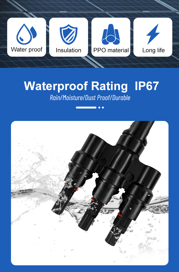 Waterproof IP67 Snap In PV Connectors Cable Female And Male