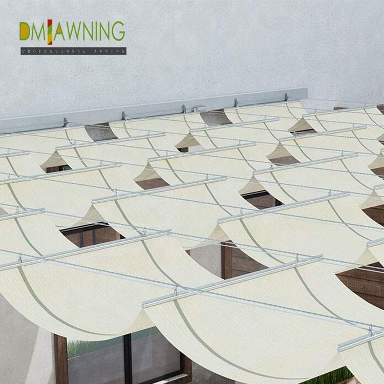 Wave Roof retractable shade pergola Ceiling Awning Shade Fabric Retractable Pergola Canopy