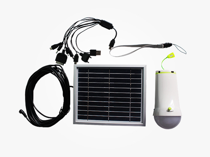 Mini solar lamps 5W with 2pcs LED bulbs high lumens with hook and mobile charging