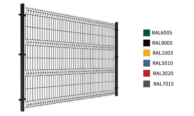 Powder Coated Curved Welded Mesh Fence Triangle Bending 60x200mm
