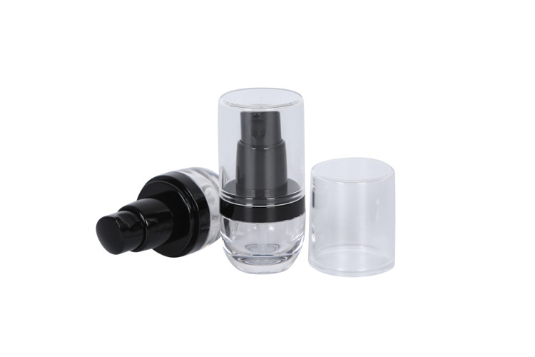 0.5oz Foundation Pump Bottle Glass Empty Travel Black Airless Cosmetic