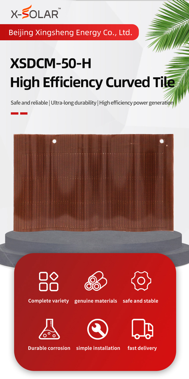60W BIPV Solar Panels - Curved Red Photovoltaic Tiles with CE Certification