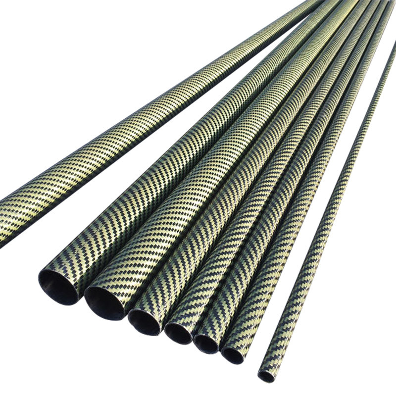 Roll Wrapped Carbon Fiber Tube Silver Aluminized Twill Weave Gloss Finish