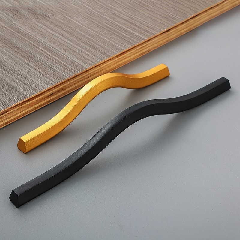 600mm Aluminum Cabinet / Drawer Handles Contemporary Gold Wave