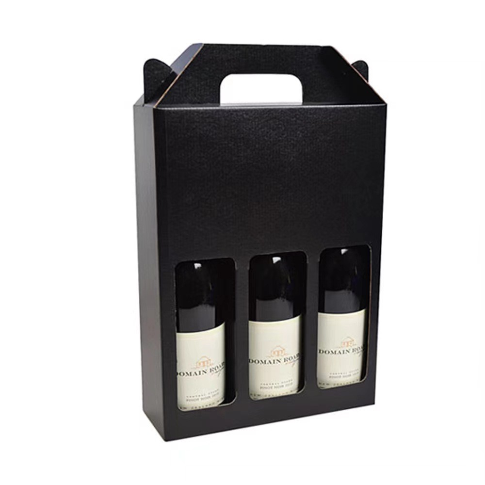 Corrugated Paper Food Storage Cardboard Boxes Custom Logo Beer Wine Box Portable Handle