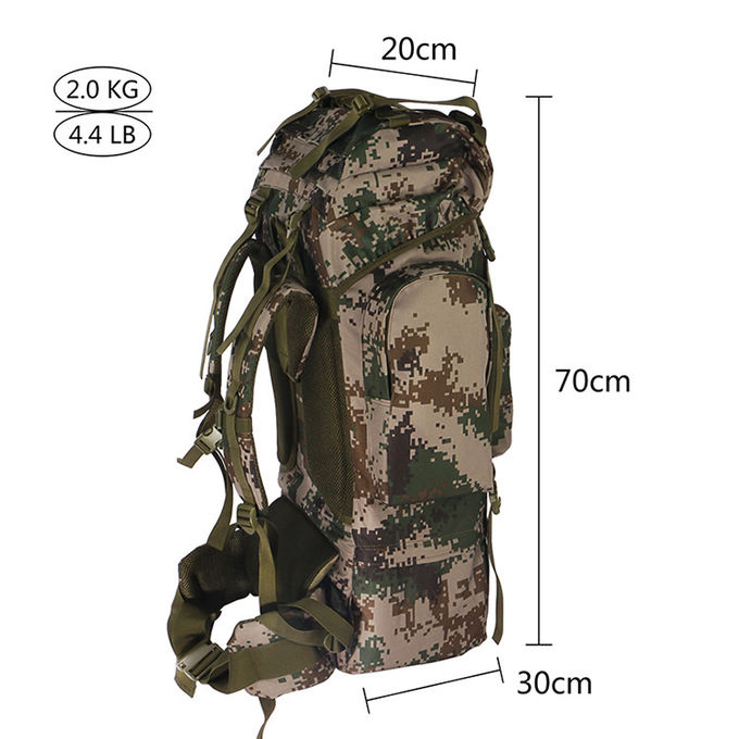 Waterproof Outdoor Tactical Bag Built - In Aluminum Frame 70 * 30 * 20cm For Climbing / Skiing