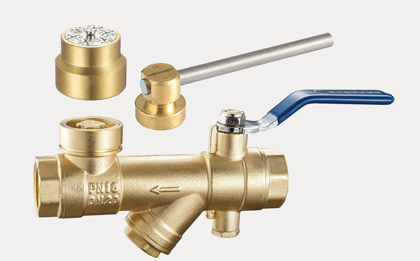 1208 Magnetic and Mechanical Lockable Brass Ball Valve 3 in 1 functions of Meter outlet / Built-in Strainer / Anti-theft