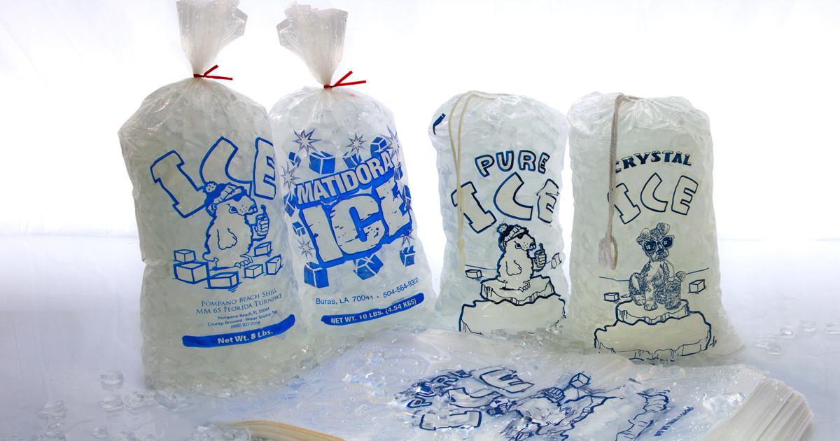 Food Garde Clear Poly Plastic PE Reusable Ice Bags Custom Logo
