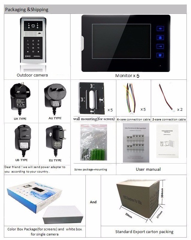 7inch touch key and intercom system unlock by password and ID card WIFI video door phone for villa