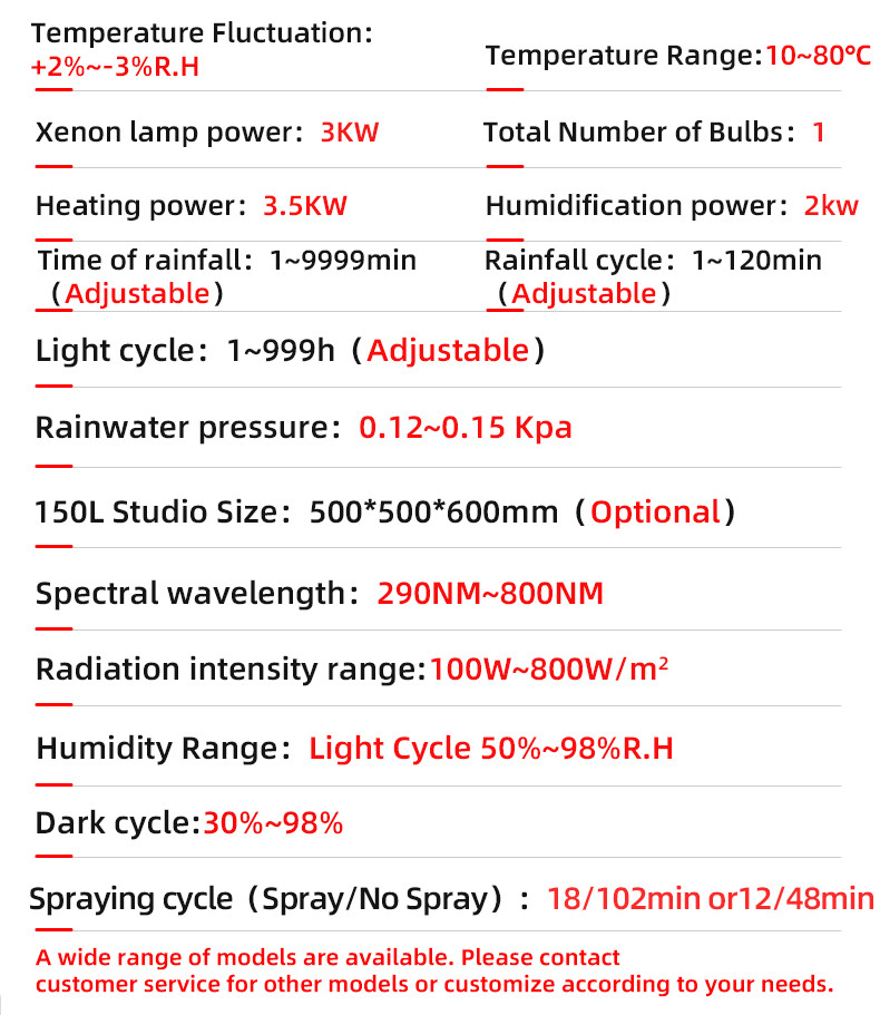 Customization Simulated Solar Radiation Test Chamber Accelerated Aging Chamber Xenon Lamp Weathering Test Chamber