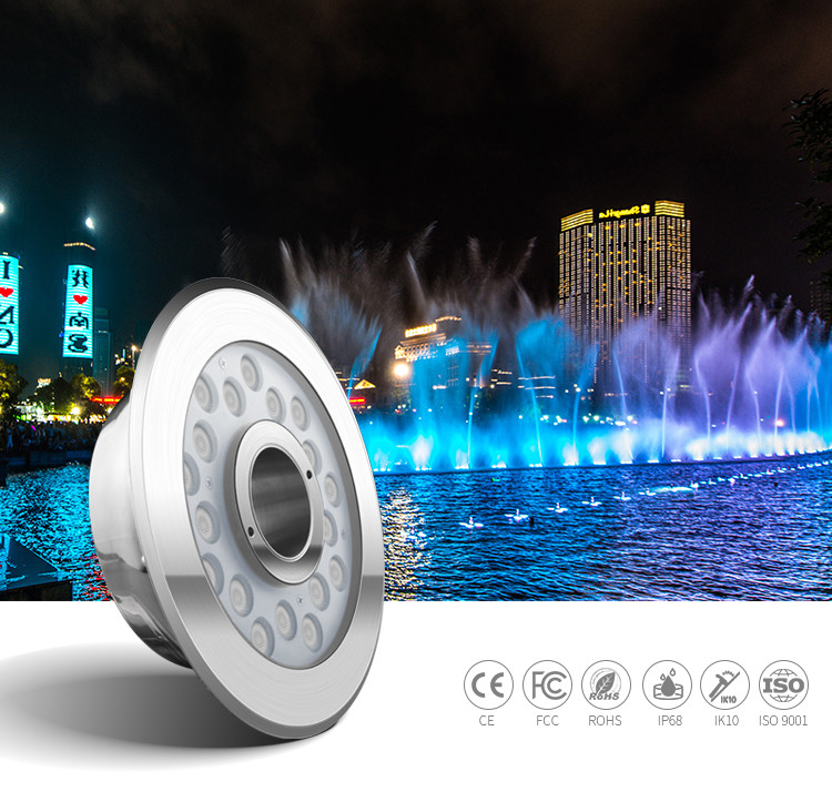 DC24V SS316L LED Underwater Swimming Pool Lights 18W DMX512 RGB
