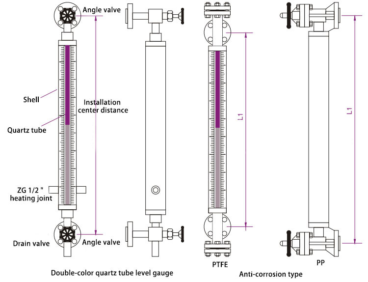 High Temperature 1750mm Boiler Level Gauge Glass For Tank Level