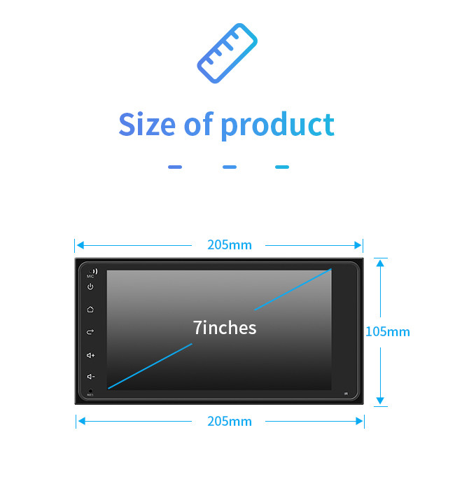 4 Core Car Android GPS Navigation 7 Inch 1080P Screen BT Music Phone For Toyota