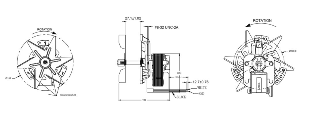 2 Speed Hot Air Circulation Fan AC Shaded Pole Motor For Lab Equipment