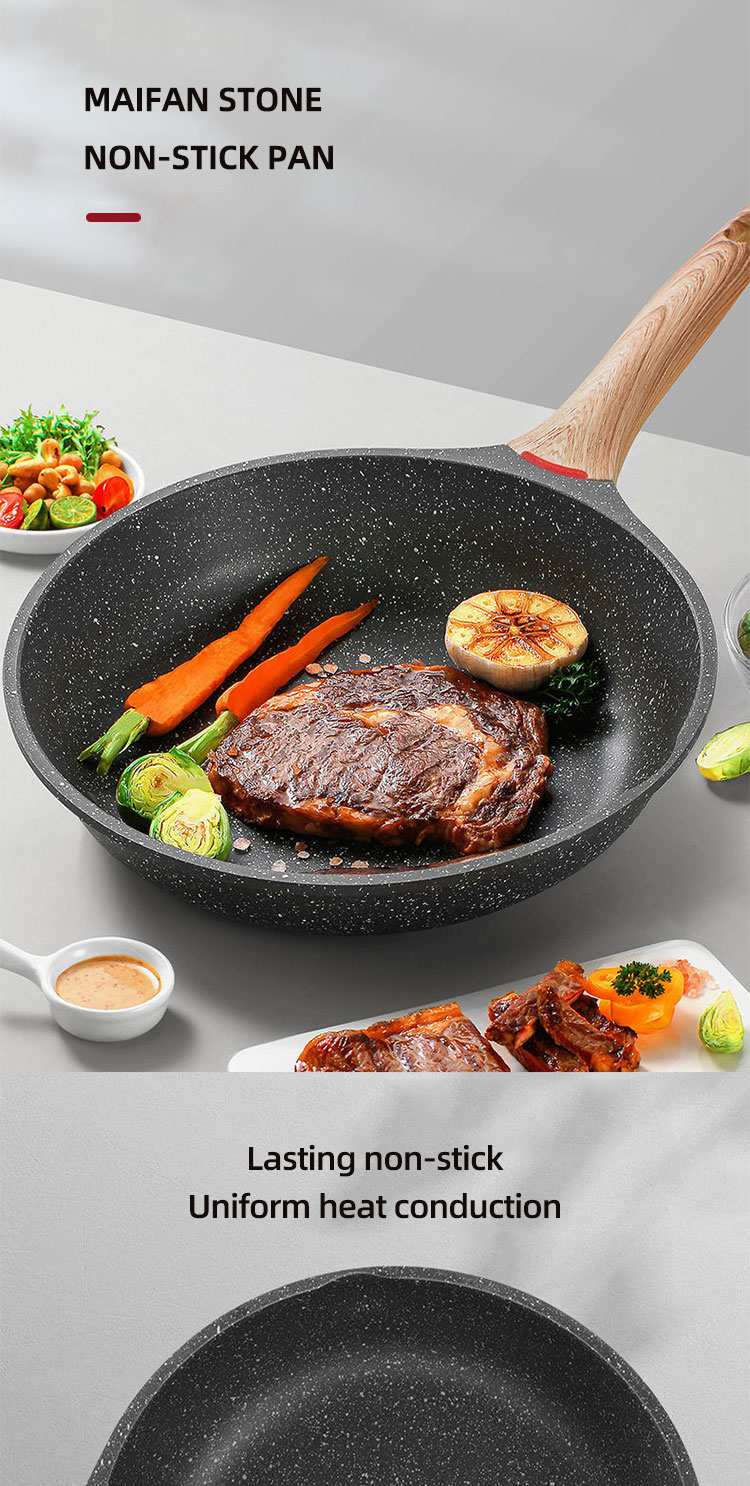 Good Quality Nonstick Frying Pan Skillet Swiss Granite Coating Omelette Pan Healthy Stone Cookware Chef's Pan