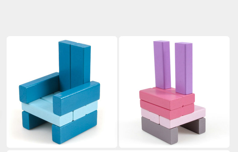 Balance 48pcs Colored Wooden Domino Blocks Stacked Rainbow Educational Toys