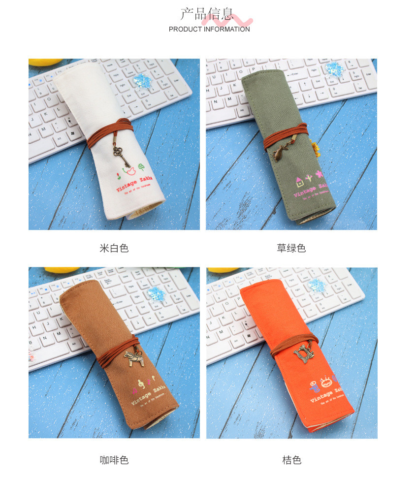 FRESH AND FASHIONABLE LARGE CAPACITY PEN BAG PENCIL CASE SIMPLE CREATIVE JUNIOR HIGH SCHOOL MEN AND WOMEN CANVAS PENCIL