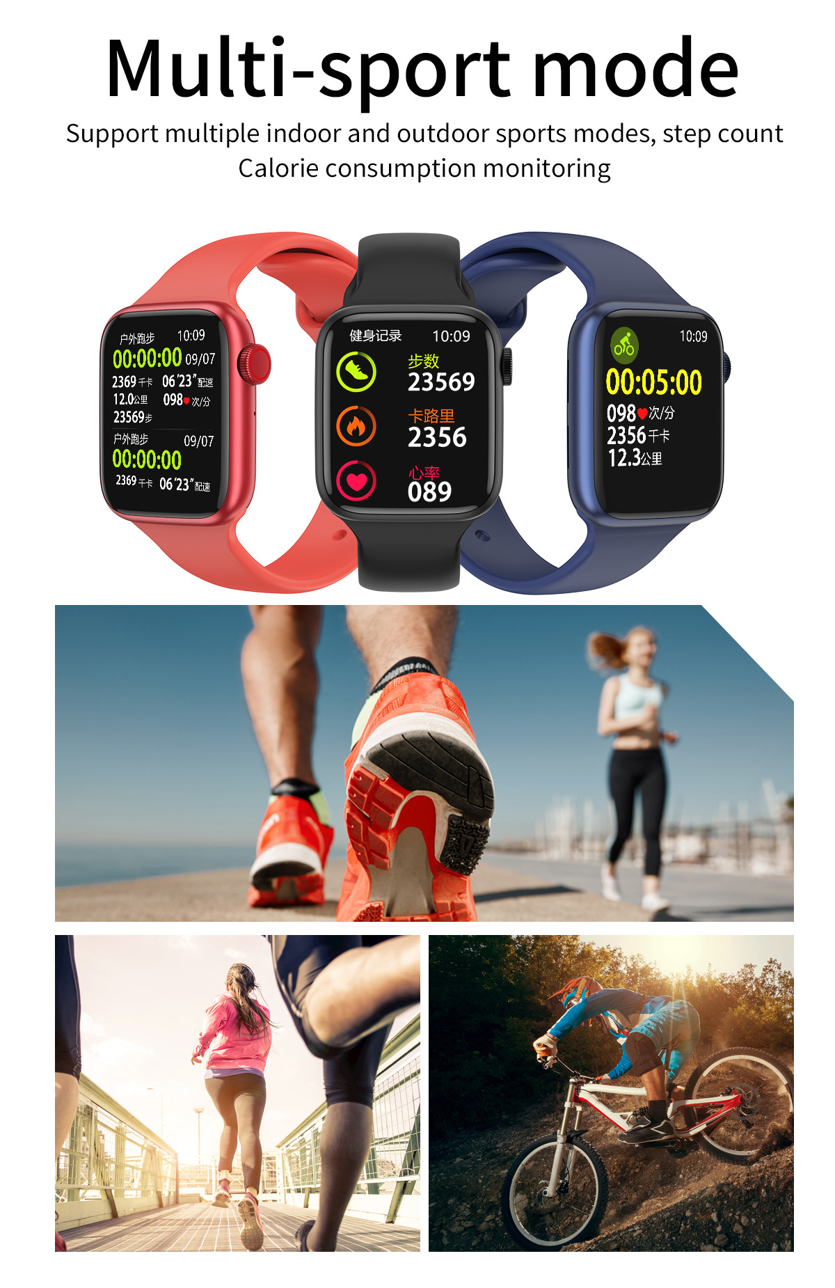 AW9 Smart watch Anti Lost Square Shape Music Control heart rate Custom Wallpaper