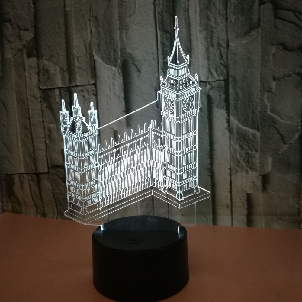 Building Big Ben 3D Night Lights Colorful custom picture Vision Gift Acrylic Table Lamps