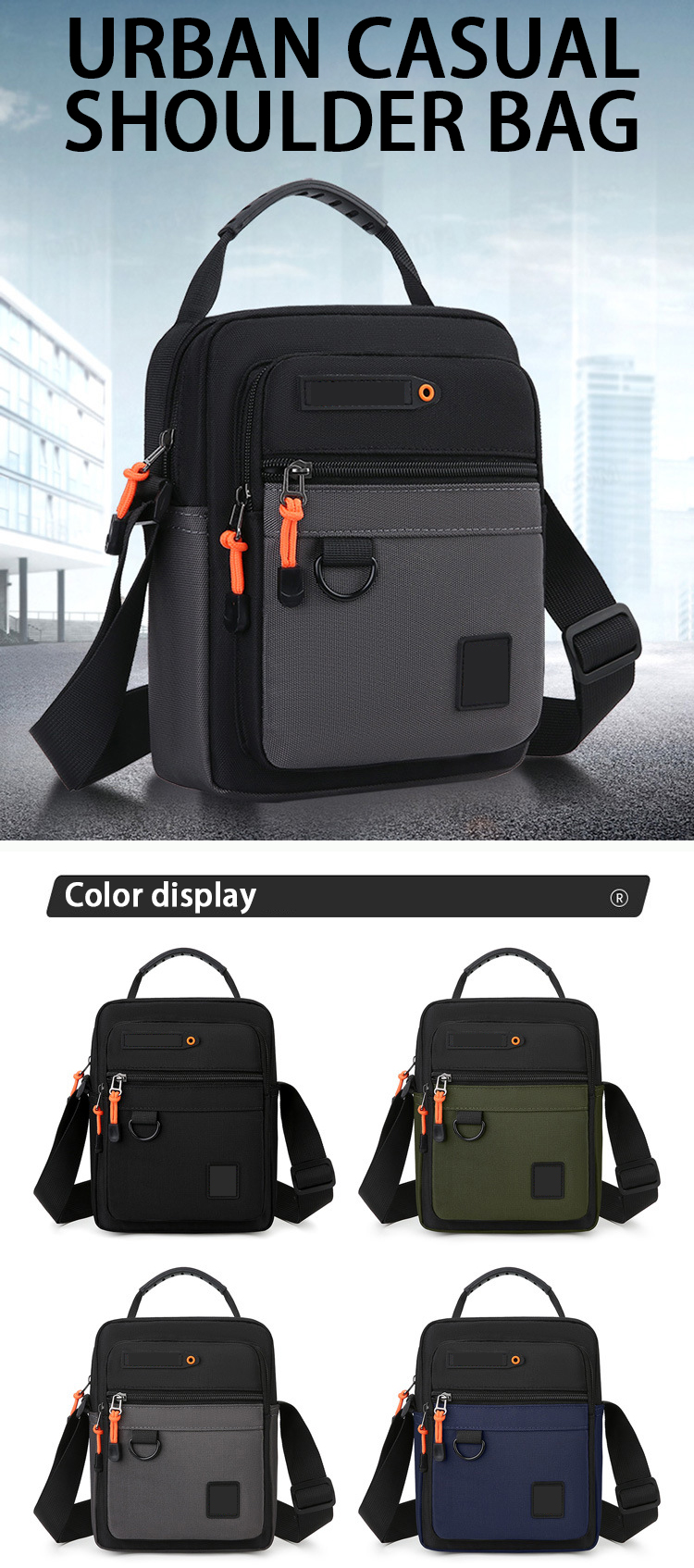 Custom Color Logo Cycling Messenger Bag Men's Shoulder Sling Bag