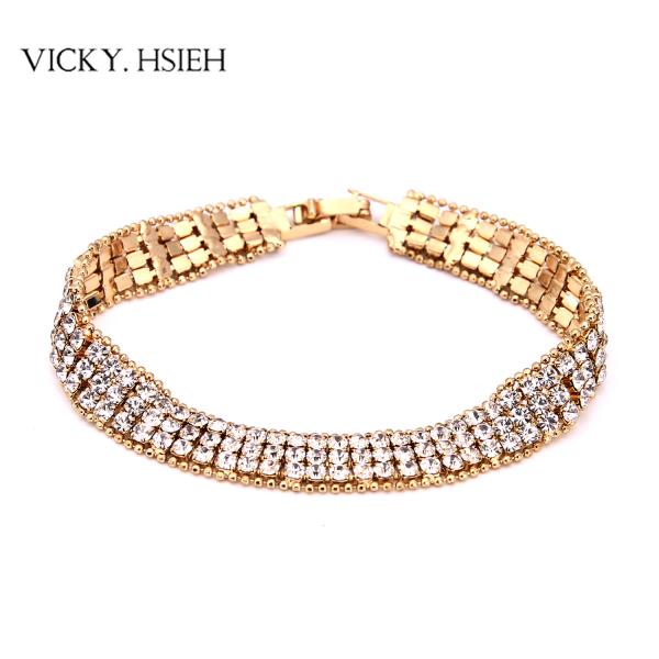 VICKY.HSIEH Gold Tone Glamour Crystal Rhinestone Wedding Bridal Social Clip