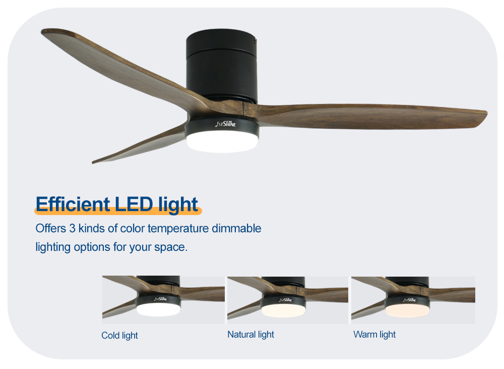 110-240V/50Hz-60Hz Flush Mount Ceiling Fan 52" Blade Size 2 in 1 with or without Lighting