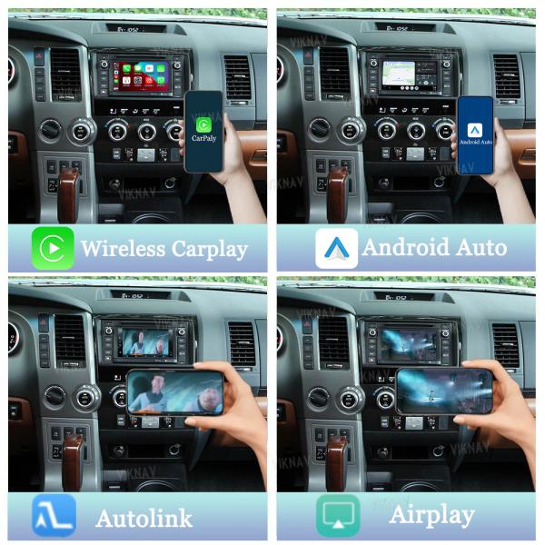 Viknav Linux System Decoder Box Apple Android Wireless Auto CarPlay For Toyota Sequoia 2014-2017