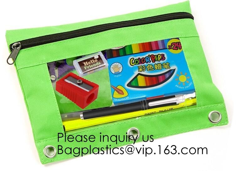 Stationery products Pencil Pouch Pvc Portable Pencil Case For Students,3 Ring Binder Zippered Pencil Pouches with Clear